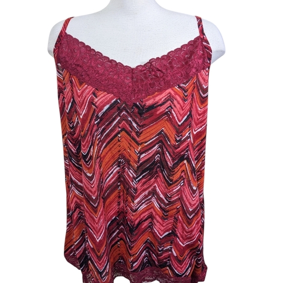 Vintage 90s Y2K Faded Glory Tank Top Women Plus 3X Red Lace Trim Sweetheart Neck - Picture 7 of 7